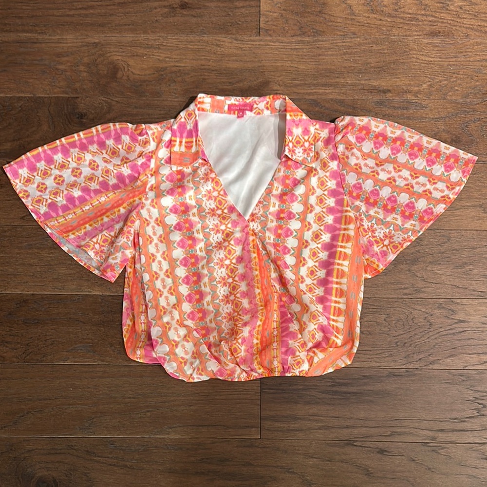 Vibrant Orange and Pink Bubble top Women's Top
